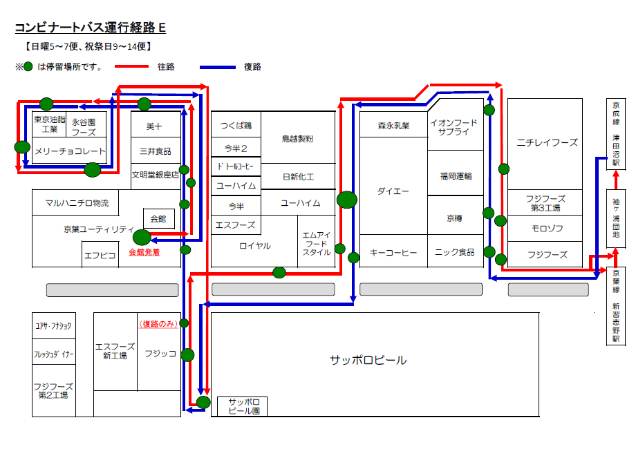 コンビナートバス運行経路E